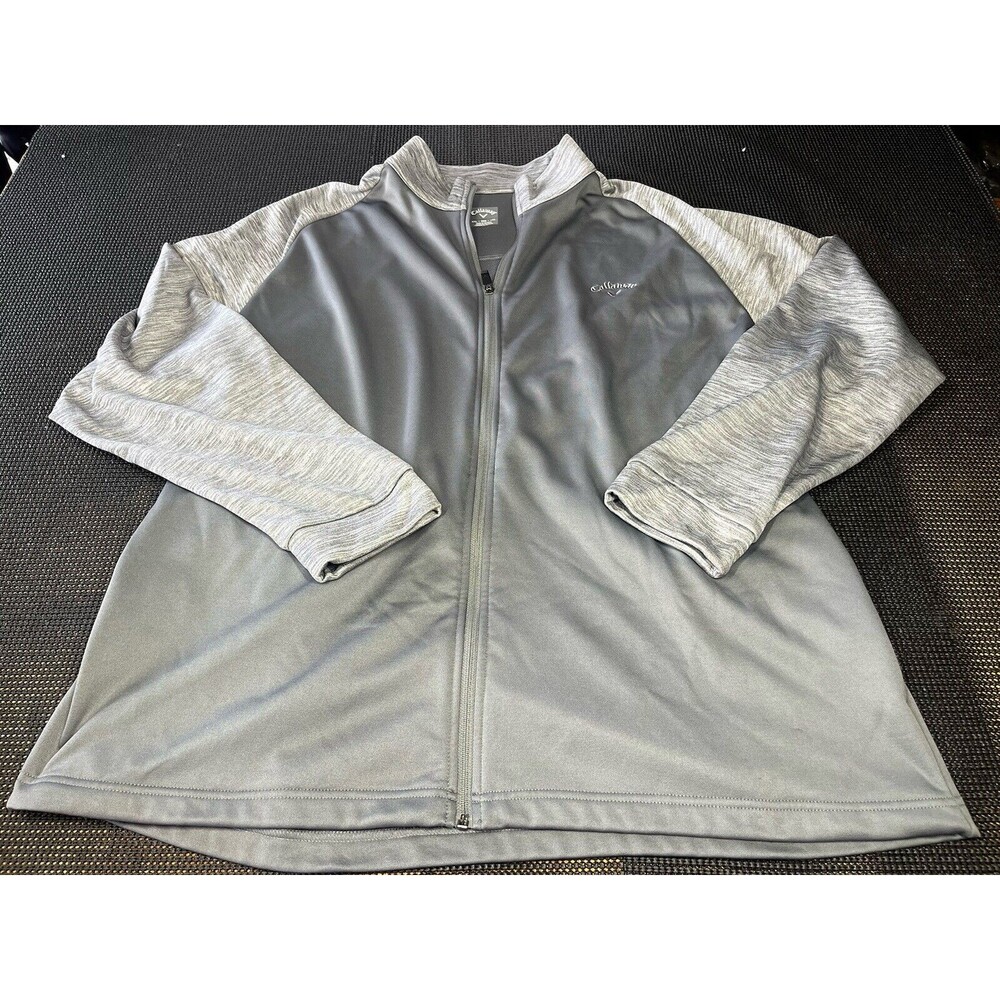 Callaway‎ Golf Jacket Mens XXL Gray Full Zip Mock Neck Performance Heathered